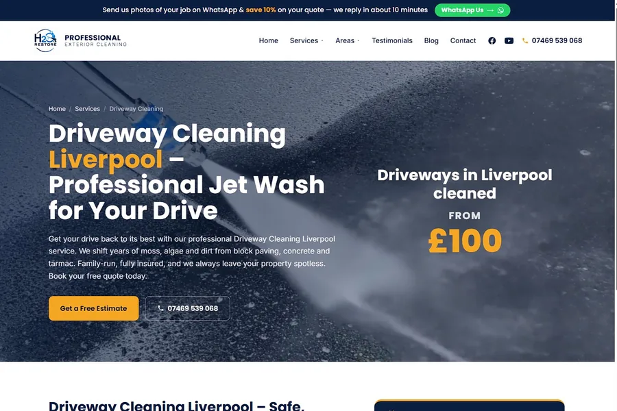 H2O Restore website, built by Jake